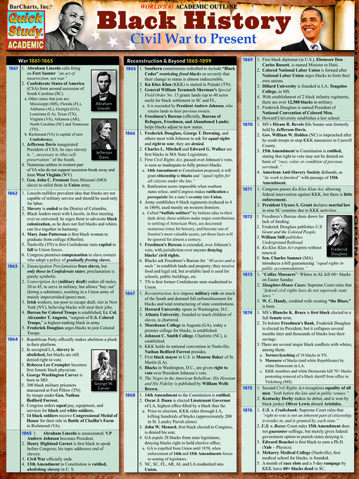 Click here to view title details for Black History: Civil War to Present by Steven M. Berner