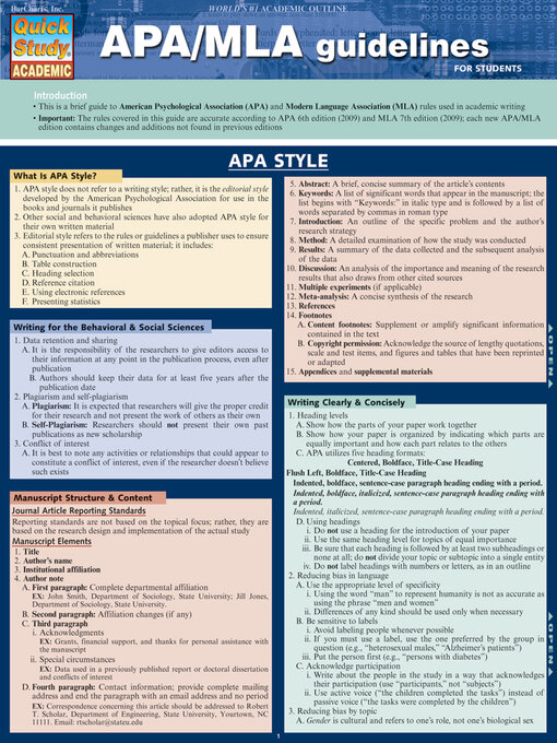 Click here to view title details for APA/MLA Guidelines by Thomas Smith