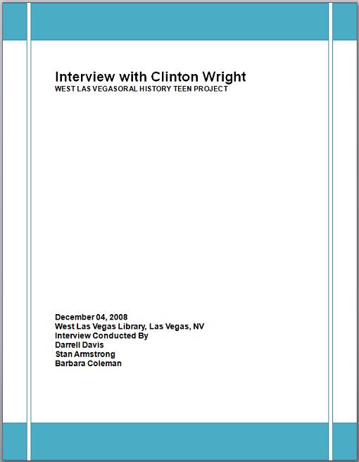 Interview with Mr Clinton Wright