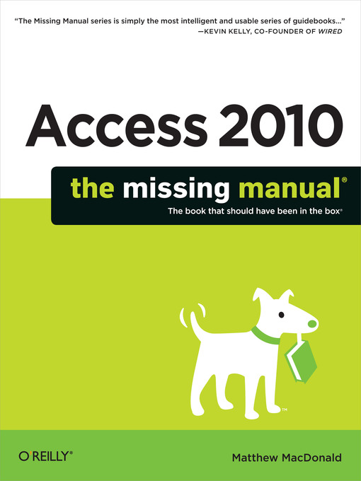 Click here to view title details for Access 2010 by Matthew MacDonald