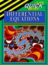CliffsQuickReview Differential Equations By Steven A. Leduc