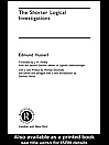 Click here to view title details for The Shorter Logical Investigations by Edmund Husserl